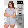 imagebebe Short Sleeve Button Up Pajama Set for Women PJ Set for Women Cute Pajama Shorts Lounge SetHeatherGrey