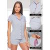 imagebebe Short Sleeve Button Up Pajama Set for Women PJ Set for Women Cute Pajama Shorts Lounge SetHeatherGrey