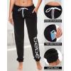 imagebebe Womens Sweatpants Joggers French Terry Lounge Pants with Gathered Cuffs Logo Pajama Pants for WomenBlack W Pockets