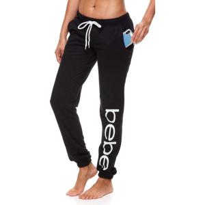 imagebebe Womens Sweatpants Joggers French Terry Lounge Pants with Gathered Cuffs Logo Pajama Pants for WomenBlack W Pockets