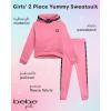 imagebebe Girls Sweatpants Set  2 Piece Yummy Cotton Blend Fleece Hoodie Sweatshirt and Jogger Sweatpants Kids Activewear SetSea Pinki