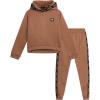imagebebe Girls Sweatpants Set  2 Piece Yummy Cotton Blend Fleece Hoodie Sweatshirt and Jogger Sweatpants Kids Activewear SetToasted Almond