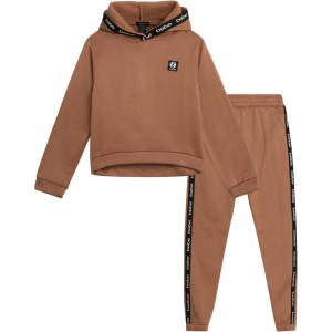 imagebebe Girls Sweatpants Set  2 Piece Yummy Cotton Blend Fleece Hoodie Sweatshirt and Jogger Sweatpants Kids Activewear SetToasted Almond