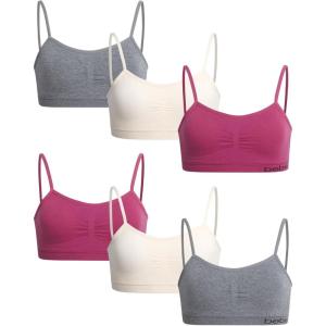 imagebebe Girls Bras  6 Pack Lightweight Seamless Training Bra for Girls with Removable Pads Tag Free Bras for Teens SLRed Violet