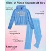 imagebebe Girls Sweatpants Set  2 Piece Velour Athletic Hoodie Sweatshirt and Wide Leg Kids Sweatpants Activewear SetFrozen Blue