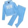 imagebebe Girls Sweatpants Set  2 Piece Velour Athletic Hoodie Sweatshirt and Wide Leg Kids Sweatpants Activewear SetFrozen Blue