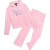 imagebebe Girls Sweatpants Set  2 Piece Velour Athletic Hoodie Sweatshirt and Wide Leg Kids Sweatpants Activewear SetRose Shadow