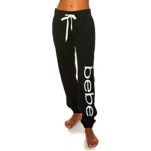 imagebebe Womens Plus Size Sweatpants Joggers French Terry Lounge Pants with Gathered Cuffs Logo Pajama Pants 1X 2X 3XBlack White
