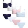 imagebebe Girls Underwear Set  8 Piece Seamless Cami Training Bra and Matching Panties for GirlsLight Blue