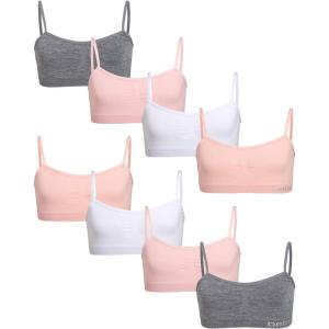 imagebebe Girls Underwear Set  8 Piece Seamless Cami Training Bra and Matching Panties for GirlsLight CoralWhiteSweet PinkHeather Grey