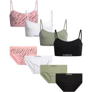 imagebebe Girls Underwear Set  8 Piece Seamless Cami Training Bra and Matching Panties for GirlsViolet Pink