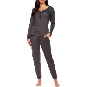 imagebebe Womens Pajama Set with Pockets  Long Sleeve Shirt and Pajama Pants Pj SetCharcoal