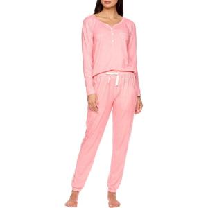 imagebebe Womens Pajama Set with Pockets  Long Sleeve Shirt and Pajama Pants Pj SetCoral Heather