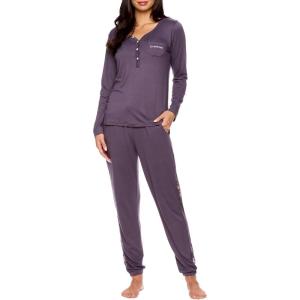 imagebebe Womens Pajama Set with Pockets  Long Sleeve Shirt and Pajama Pants Pj SetMidnight Lavender