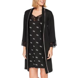image:imagebebe Womens Pajama Lounge Chemise Nightgown amp Belted Wrap Robe Sleep Travel SetBlack 1