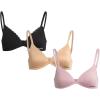 image:imagebebe Girls Training Bra  3 Pack Molded Padded Training Bras with Adjustable Straps Wireless Girls Bras for Tweens and TeensBlack Pink