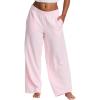image:imagebebe Womens Sweatpants with Pockets French Terry Joggers Sweats for WomenPink Rose Wide Leg