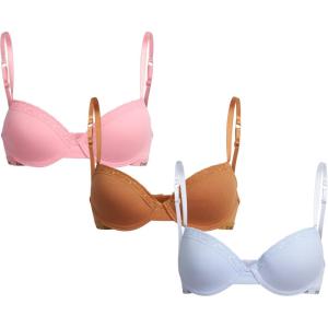image:imagebebe Girls Training Bra  3 Pack Soft Molded Girls Bra with Adjustable Straps  Padded Bras for Teens A CupB CupTan