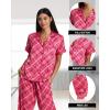 image:imagebebe Womens Silky Satin Pajama Set Button Down Short Sleeve SleepwearCrimson