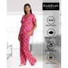 image:imagebebe Womens Silky Satin Pajama Set Button Down Short Sleeve SleepwearCrimson