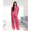 image:imagebebe Womens Silky Satin Pajama Set Button Down Short Sleeve SleepwearCrimson