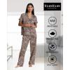 image:imagebebe Womens Silky Satin Pajama Set Button Down Short Sleeve SleepwearWarm Taupe