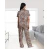 image:imagebebe Womens Silky Satin Pajama Set Button Down Short Sleeve SleepwearWarm Taupe