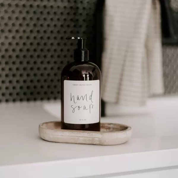 imageSweet Water Decor Amber 16 oz Plastic Dispensers  Refill Jar Soap Dispenser  Refillable Bathroom Bottles with Pump ShampooShampoo Bottle  Script Design