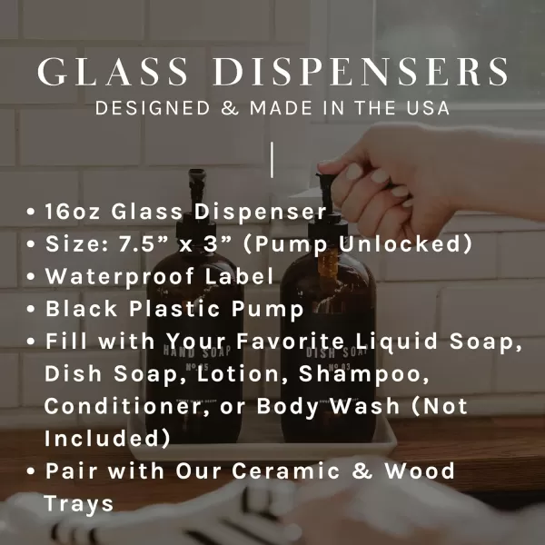 imageSweet Water Decor Amber Glass Refill Soap Dispenser  Farmhouse Rustic Waterproof Bathroom Label  16 oz Reusable Soap Bottle with Pump Hand SoapAmber Bottle  Script Design