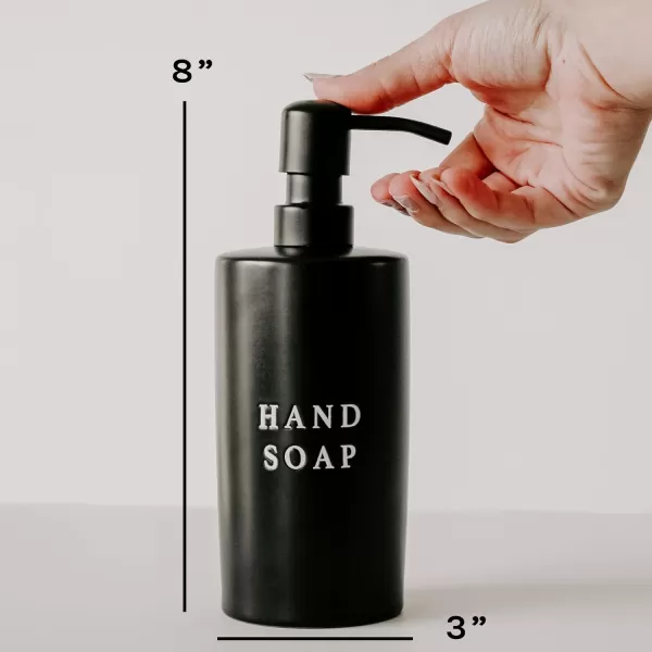 imageSweet Water Decor Black Stoneware Jar with Matte Black Metal Pump  Refill Hand Soap Dispenser  15 oz Refillable Bottle with Black Embossed Text  Rustic Modern Farmhouse Gift Hand SoapBlack
