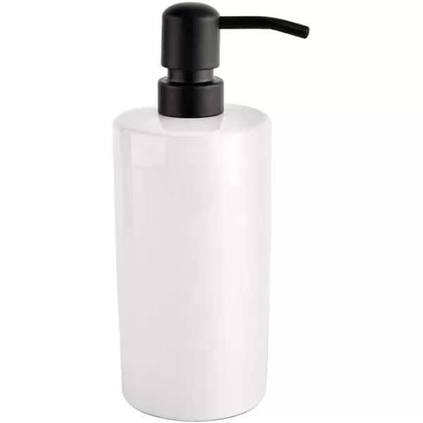 imageSweet Water Decor Black Stoneware Jar with Matte Black Metal Pump  Refill Hand Soap Dispenser  15 oz Refillable Bottle with Black Embossed Text  Rustic Modern Farmhouse Gift Hand SoapWhite
