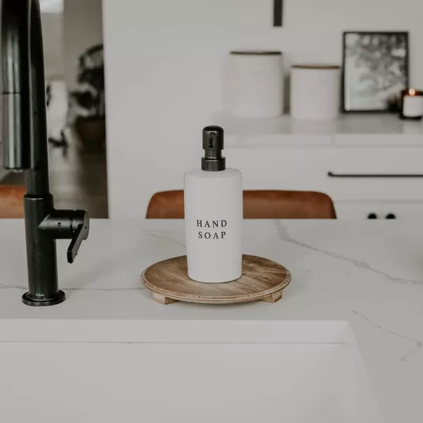 imageSweet Water Decor Black Stoneware Jar with Matte Black Metal Pump  Refill Hand Soap Dispenser  15 oz Refillable Bottle with Black Embossed Text  Rustic Modern Farmhouse Gift Hand SoapWhite