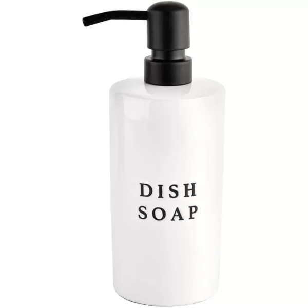 imageSweet Water Decor Black Stoneware Jar with Matte Black Metal Pump  Refill Hand Soap Dispenser  15 oz Refillable Bottle with Black Embossed Text  Rustic Modern Farmhouse Gift Hand SoapWhite