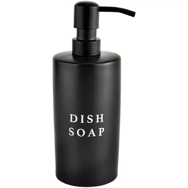 imageSweet Water Decor Black Stoneware Jar with Matte Black Metal Pump  Refill Hand Soap Dispenser  15 oz Refillable Bottle with Black Embossed Text  Rustic Modern Farmhouse Gift Hand SoapBlack