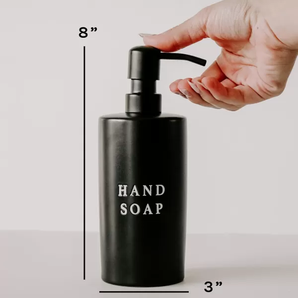 imageSweet Water Decor Black Stoneware Jar with Matte Black Metal Pump  Refill Hand Soap Dispenser  15 oz Refillable Bottle with Black Embossed Text  Rustic Modern Farmhouse Gift Hand SoapBlack
