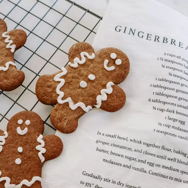 imageSweet Water Decor Gingerbread Tea Towel  100 Cotton  Large Size 28 x 25 inches  Cream with Gingerbread Cookie Recipe  Bathroom Kitchen DishCream  Gingerbread