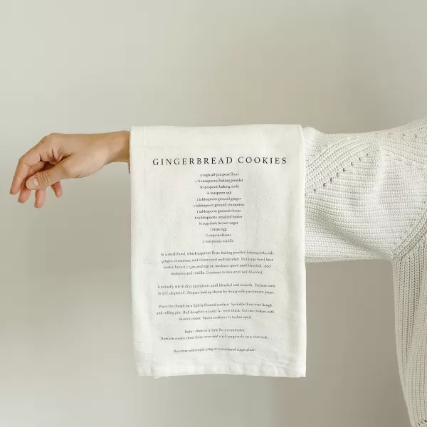 imageSweet Water Decor Gingerbread Tea Towel  100 Cotton  Large Size 28 x 25 inches  Cream with Gingerbread Cookie Recipe  Bathroom Kitchen DishCream  Gingerbread