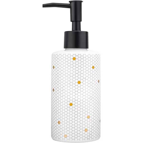 imageSweet Water Decor Gold Tile Hand Soap Dispenser  Refill Hand Soap Dispenser  85 oz Refillable White and Gold Honeycomb Design Tile Dispenser  Rustic Modern Farmhouse GiftWhite and Gold Honeycomb
