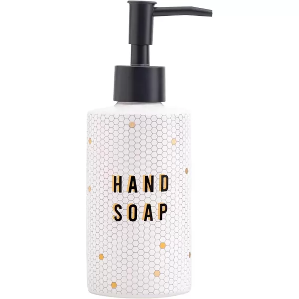 imageSweet Water Decor Gold Tile Hand Soap Dispenser  Refill Hand Soap Dispenser  85 oz Refillable White and Gold Honeycomb Design Tile Dispenser  Rustic Modern Farmhouse GiftWhite and Gold Honeycomb