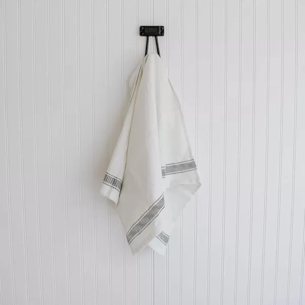imageSweet Water Decor Striped Tea Towel  100 Cotton  Large Size 3193 x 18 inches  Cream with Black Decorative Stripes  Bathroom Kitchen Dish or Baby Towel Three StipesHorizontal Striped Tea Towel  Three Stripes