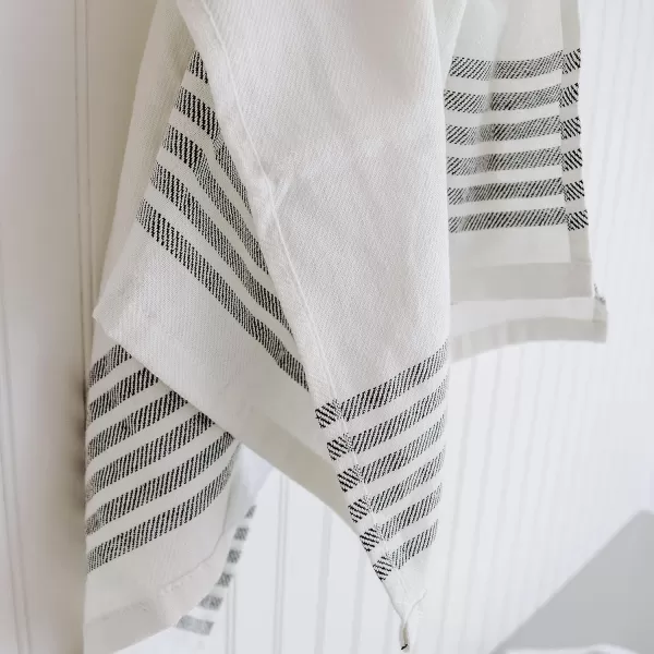 imageSweet Water Decor Striped Tea Towel  100 Cotton  Large Size 3193 x 18 inches  Cream with Black Decorative Stripes  Bathroom Kitchen Dish or Baby Towel Three StipesHorizontal Striped Tea Towel  Six Stripes