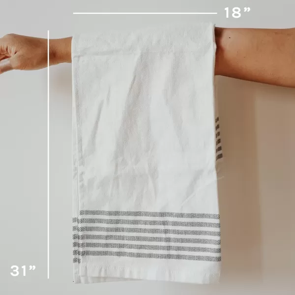 imageSweet Water Decor Striped Tea Towel  100 Cotton  Large Size 3193 x 18 inches  Cream with Black Decorative Stripes  Bathroom Kitchen Dish or Baby Towel Three StipesHorizontal Striped Tea Towel  Three Stripes