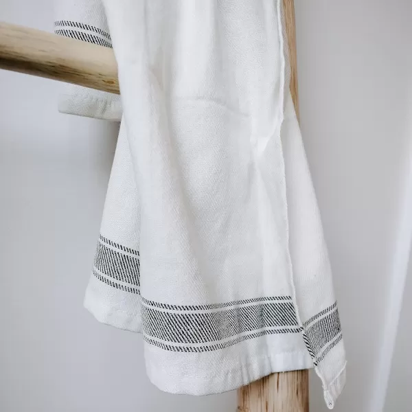 imageSweet Water Decor Striped Tea Towel  100 Cotton  Large Size 3193 x 18 inches  Cream with Black Decorative Stripes  Bathroom Kitchen Dish or Baby Towel Three StipesHorizontal Striped Tea Towel  Three Stripes