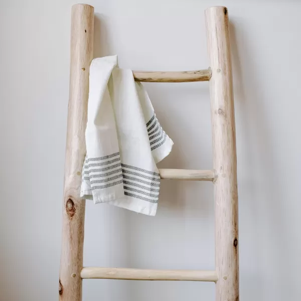 imageSweet Water Decor Striped Tea Towel  100 Cotton  Large Size 3193 x 18 inches  Cream with Black Decorative Stripes  Bathroom Kitchen Dish or Baby Towel Three StipesHorizontal Striped Tea Towel  Six Stripes