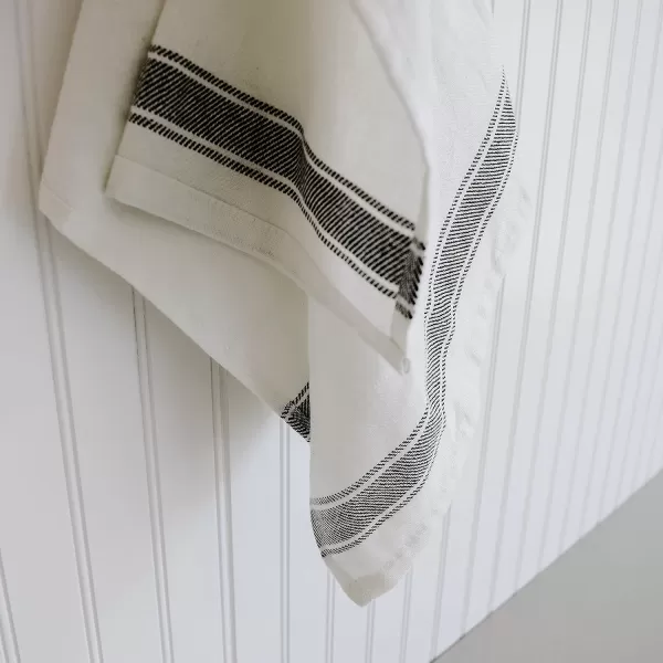 imageSweet Water Decor Striped Tea Towel  100 Cotton  Large Size 3193 x 18 inches  Cream with Black Decorative Stripes  Bathroom Kitchen Dish or Baby Towel Three StipesHorizontal Striped Tea Towel  Three Stripes