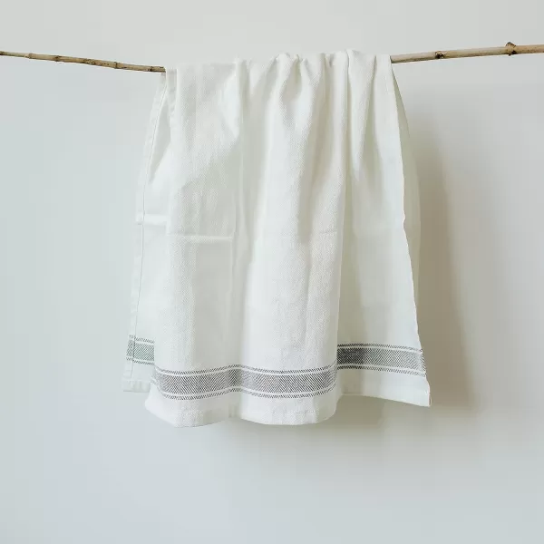 imageSweet Water Decor Striped Tea Towel  100 Cotton  Large Size 3193 x 18 inches  Cream with Black Decorative Stripes  Bathroom Kitchen Dish or Baby Towel Three StipesHorizontal Striped Tea Towel  Three Stripes