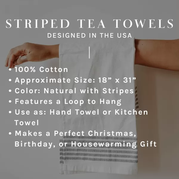 imageSweet Water Decor Striped Tea Towel  100 Cotton  Large Size 3193 x 18 inches  Cream with Black Decorative Stripes  Bathroom Kitchen Dish or Baby Towel Three StipesHorizontal Striped Tea Towel  Six Stripes