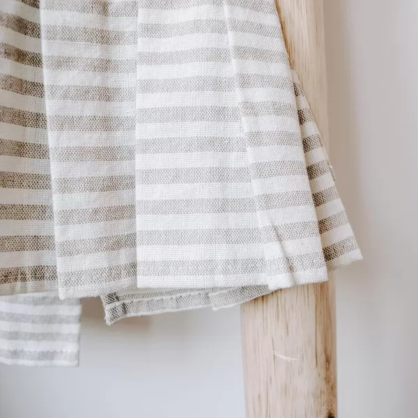 imageSweet Water Decor Striped Tea Towel with Ruffle  100 Cotton  Large Size 28 x 18 inches  Cream with Grey Decorative Stripes  Neutral Kitchen Towel  Bathroom TowelCream and Tan