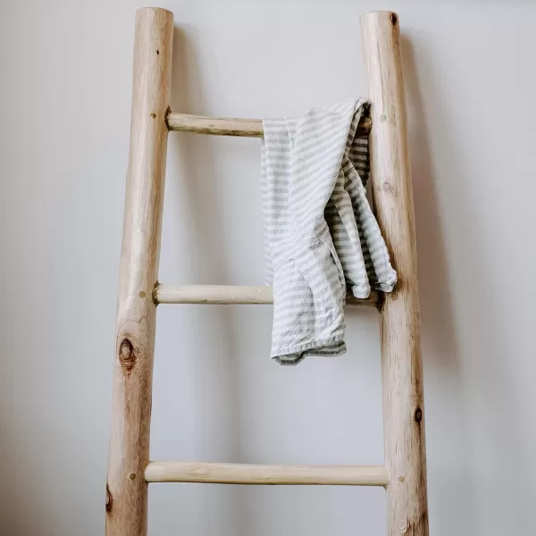 imageSweet Water Decor Striped Tea Towel with Ruffle  100 Cotton  Large Size 28 x 18 inches  Cream with Grey Decorative Stripes  Neutral Kitchen Towel  Bathroom TowelStriped Tea Towel With Ruffle  Grey