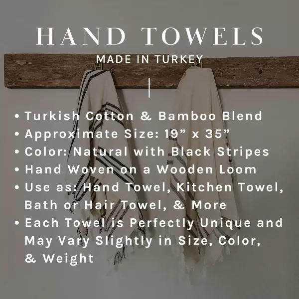 imageSweet Water Decor Turkish Cotton  Bamboo from Rayon Hand Towels  Large Size 19 x 35  Cream with Decorative Stripes  Bathroom Kitchen Dish or Baby Towel Multi Black StripesThree Black Stripes
